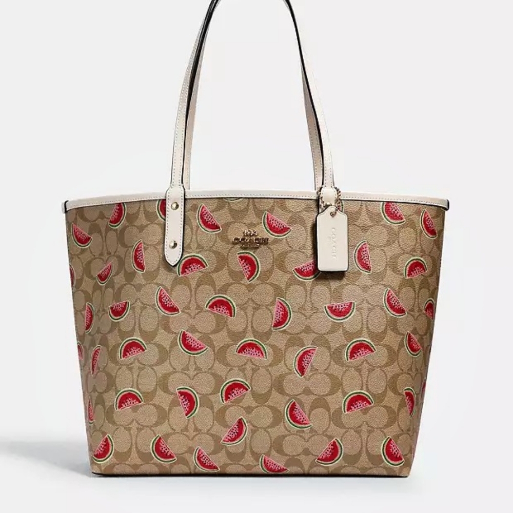 Sold Out Coach Watermelon Print Reversible City Tote Handbag in Canvas